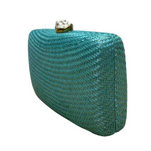 Kayu Women’s Turquoise Woven Gold Clasp Closure Chain Strap Clutch Bag Size S - Picture 3 of 10